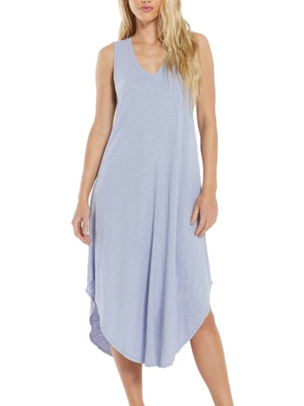 Z Supply Reverie Midi Dress Medium Lavender Grey Cotton NEW